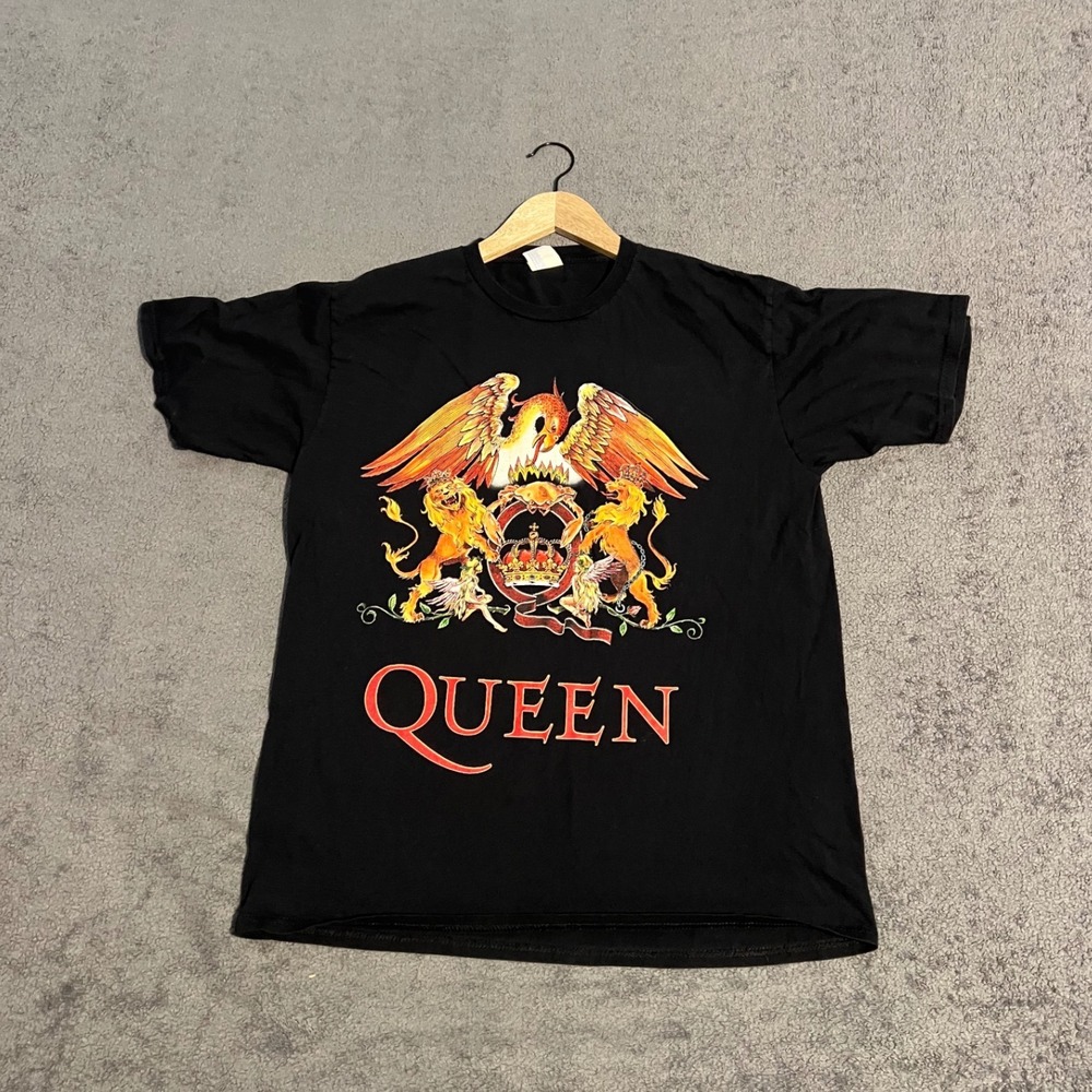 Vintage Y2k Queen Band Crest Graphic Shirt Black Men Large Phoenix Rock